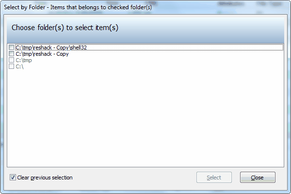 SelectByFolders Dialog