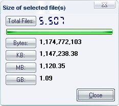 Size of Selected File(s)